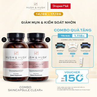 Combo 2 Viên Uống Giảm Mụn Giảm Nhờn - HUSH & HUSH SkinCapsule Clear+ Hộp 60 Viên