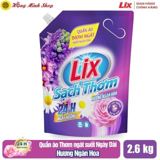Nước Giặt LIX Sạch Thơm Sạch Nhanh Vết Bẩn Và Lưu Hương Hơn - Hương Ngàn Hoa 2.6KG