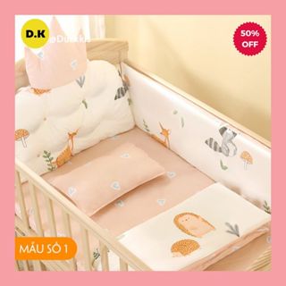 Bộ Quây Cũi Hoàng Gia Cao Cấp, Bao Gồm 4 Mặt Quây, Đệm, Gối, Quây Nôi Em Bé