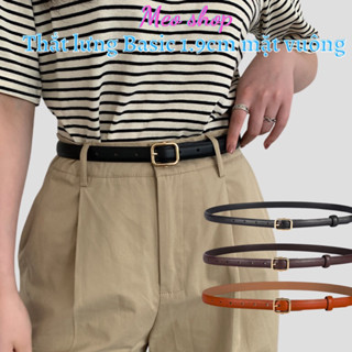 Thắt lưng nữ bản nhỏ da đẹp mặt vuông nhỏ vàng basic không viền TL042 - Dây nịt nhỏ chữ nhật thời trang ulzzang Meo shop