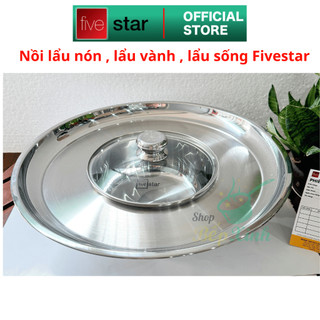 Nồi lẩu mâm vành nón inox 430 Fivestar nắp kính 3 đáy dùng được bếp từ size 20cm