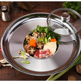 Nồi lẩu inox 3 đáy bếp từ Fivestar nắp kính size 18cm - lẩu nón inox