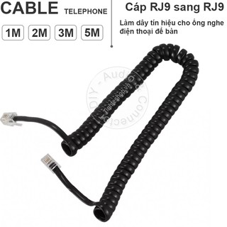 Cáp line điện thoại từ ống nghe đến điện thoại bàn, cáp RJ9 xoắn lò xo 2 mét