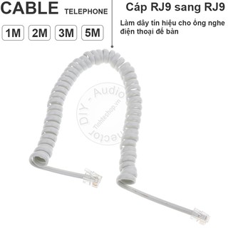 Dây tai nghe cho điện thoại bàn RJ9 2 mét xoắn lò xo - RJ9 cable Telephone (màu trắng)