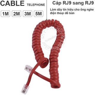 Dây cáp tai nghe điện thoại bàn 2 mét - Cáp RJ9 cho ống nghe điện thoại bàn (Màu đỏ - Đen - Trắng)