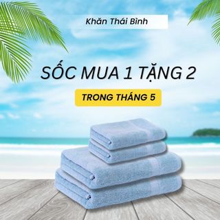 Combo 2 Khăn tắm 60x120cm và 2 Khăn Mặt 30x50cm THAI BINH TOWEL 100% cotton siêu thấm hút, không sổ lông, không phai màu