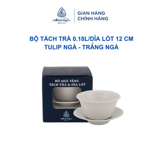 Bộ tách trà 0.18l/ dĩa lót tách 12 cm - tulip ngà - trắng ngà