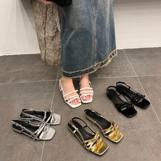 Sandals phối mũi kẻ sọc có thêm bigSize_40_41_42 cho nàng ngoại cỡ