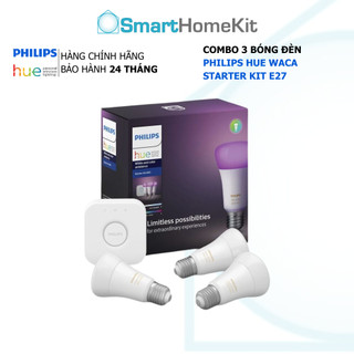 Bộ ba đèn thông minh Philips Hue White and Color Ambiance - Starter Kit 3 bóng E27 và Bridge