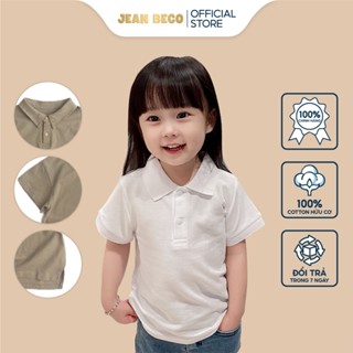 Áo Polo cổ bẻ xẻ tà JEANBECO, áo polo chất thoáng khí thoải mái vải cotton trơn BASIC Cho Bé Trai Bé Gái từ 8-40kg PL0