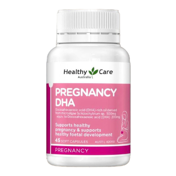 Viên vitamin bầu phát triển trí não thai nhi, bé thông minh khỏe mạnh, hỗ trợ sáng mắt Healthycare Pregnancy DHA 45 viên