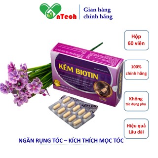  Viên uống bổ sung kẽm Best Life Kẽm Biotin Giúp tóc chắc khỏe ngăn gãy rụng làm sáng đẹp làn da hộp 60 viên 