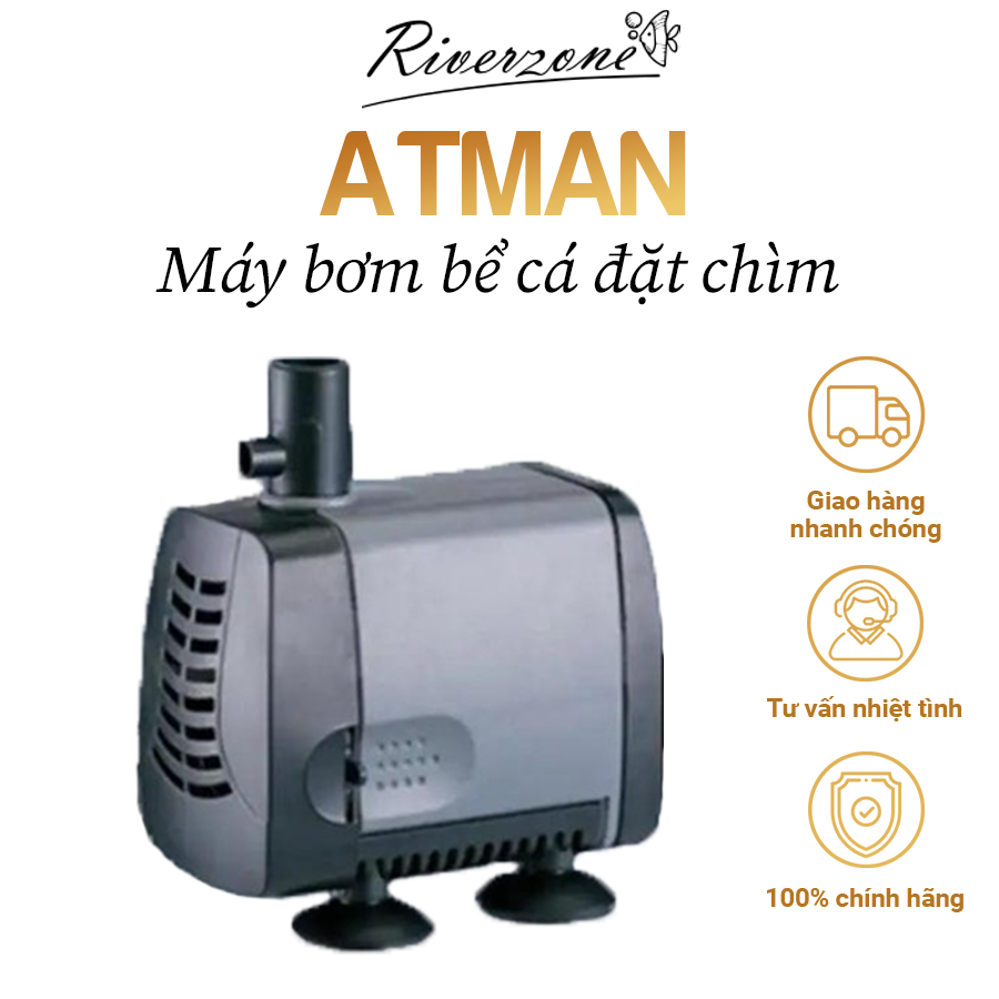 Máy bơm bể cá đặt chìm kết hợp sủi oxy ATMAN 101s 102s 103s 104s lưu lượng lớn hoạt động mạnh mẽ, giảm ồn, tiết kiệm điệ