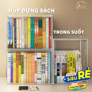 Hộp Đựng Sách Để Bàn Chống Bụi Cỡ Lớn Có Nắp Đậy Tiện Lợi, Hộp Đựng Đồ Trong Suốt Decor
