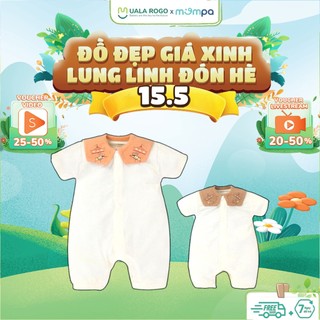 Bodysuit cộc tay cho bé Mompa 0 - 9 tháng cúc giữa vải Petit mềm mại co giãn thoáng mát Jumpsuit 451