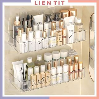 Kệ Đựng Đồ Nhà Tắm Dán Tường Size Lớn, Giá Để Đồ Mỹ Phẩm, Đựng Đồ Nhà Bếp Bằng Nhựa Trong Suốt Sang Trọng