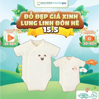 Bodychip cộc tay cho bé Mompa từ 0-9 tháng cài chéo vải Petit co giãn mềm mại thoáng mát Jumpsuit 448