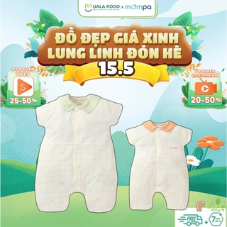 Bodysuit cộc tay cho bé sơ sinh Mompa từ 0 - 9 tháng cúc chéo vải Petit co giãn mềm mại thoáng mát Jumpsuit 449