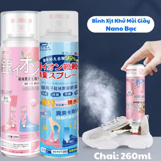 Bình Xịt Khử Mùi Giày Dép Công Nghệ Bạc AG+ 260ml Hạn Chế Mồ Hôi Chân Kháng Khuẩn Mát Lạnh Tỏa Hương Thơm Suốt 24h