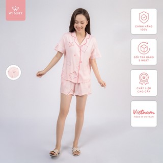 Bộ Mặc Mặc Nhà Kiểu Pijama Tay Cộc Quần Đùi Chất Đũi Gân Thoáng Mát 1MNDG22230C