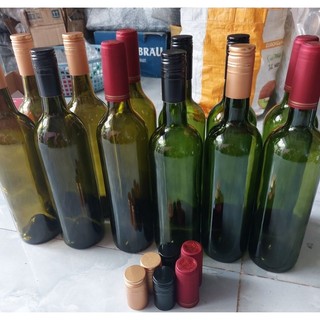 Vỏ chai thủy tinh màu 750ml nắp nhều màu