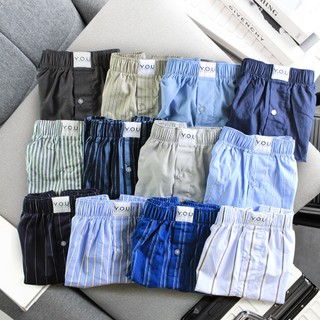 Quần Đùi Ngủ Nam YOU Chất Kate Cotton 100% Mềm Mịn Thấm Hút Tốt Họa Tiết Kẻ Sọc Và Trơn 