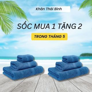 Combo 6 "Siêu Tiết Kiệm" Gồm 2 Khăn Tắm - 2 Khăn Lau Đầu - 2 Khăn Mặt 100% Cotton Mềm mại, Không Xổ Lông, Không Phai