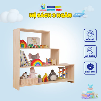 Kệ Tủ Sách Để Sàn Đựng Đồ Chơi Montessori Bằng Gỗ Thông Tự Nhiên Benrikids Dễ Lắp Ráp Trang Trí Phòng Cho Bé