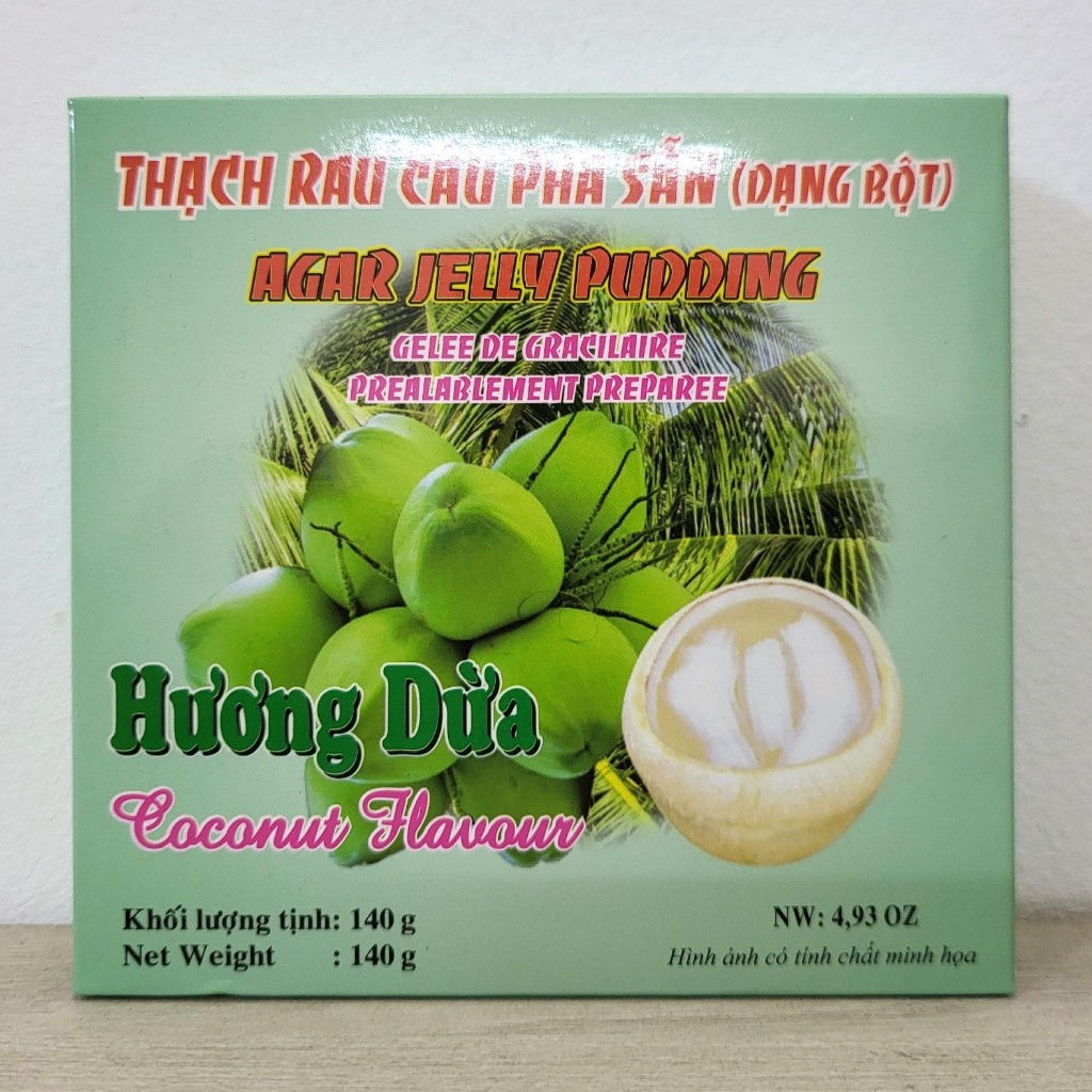 RC3K (hộp DỪA 140g) BỘT RAU CÂU PHA SẴN HƯƠNG DỪA Agar Jelly Pudding Coconut Flavour