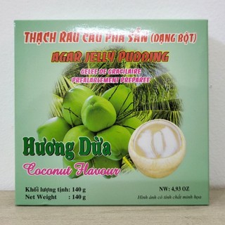 RC3K (hộp DỪA 140g) BỘT RAU CÂU PHA SẴN HƯƠNG DỪA Agar Jelly Pudding Coconut Flavour