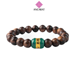  ANCARAT - Vòng tay hạt trầm mix đá mã não mạ vàng 6 8mm 