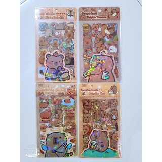 Sticker 1 tờ capybara óng ánh