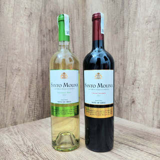 Combo 2 chai rượu vang Chile chát Santo Molina trắng - đỏ 13.5% 750ML nhập khẩu chính hãng