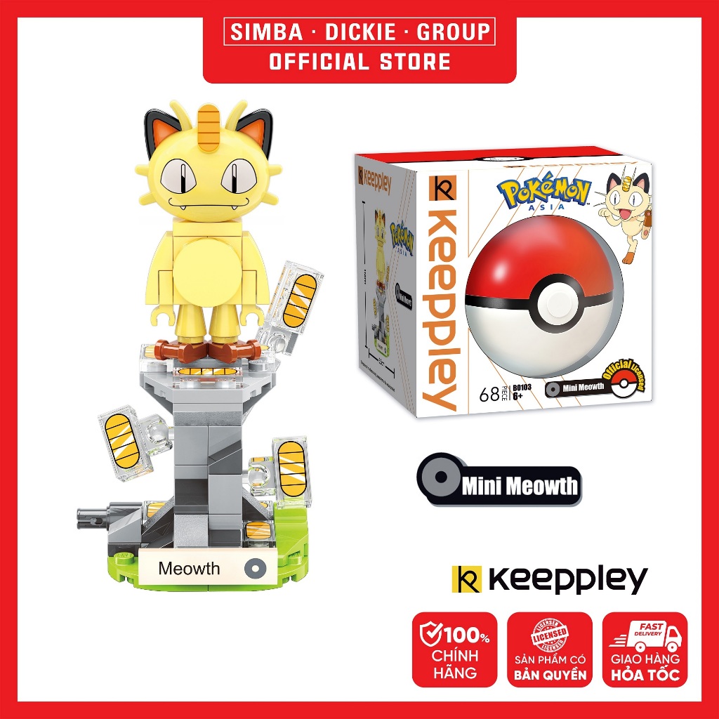 Đồ Chơi Lắp Ráp KEEPPLEY Pokemon Mini Meowth B0103 Building Block - Simba Toys Vietnam
