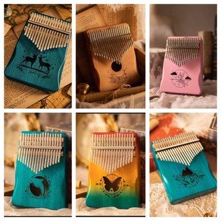 (FULL PHỤ KIỆN)Đàn Kalimba gỗ nguyên khối 17 phím tặng kèm búa chỉnh âm, túi đựng, khăn lau, giấy dán nốt nhạc...