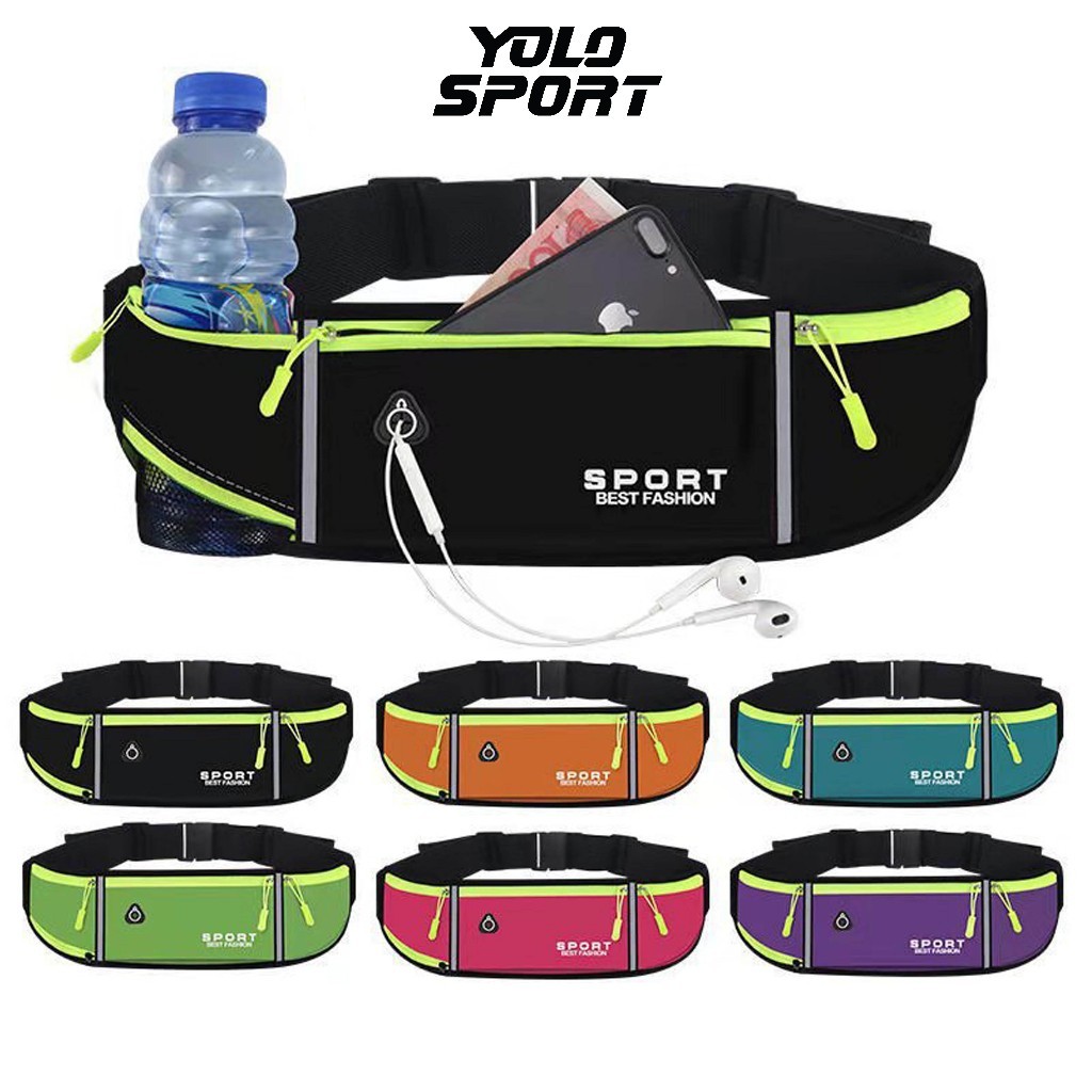 Đai Túi Chạy Bộ Đeo Hông Phản Quang Phát Sáng An Toàn Đựng Đồ Nước Ún Gọn Nhẹ Thuận Tiện Chống Nước