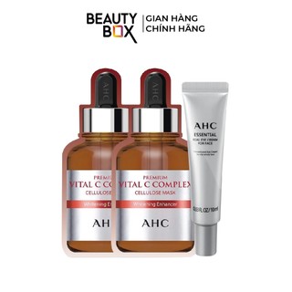 2 mặt nạ giấy làm sáng da ahc vital c & 1 kem mắt ahc glow 12ml