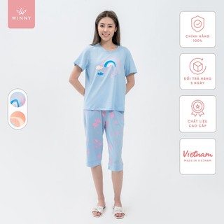 Bộ Mặc Nhà Nữ WINNY Kiểu Tay Cộc Quần Lửng Chất Cotton 1MNCT22243N