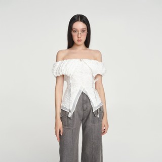 DEAR JOSÉ - Áo kiểu trễ vai ORIZURU organza trắng