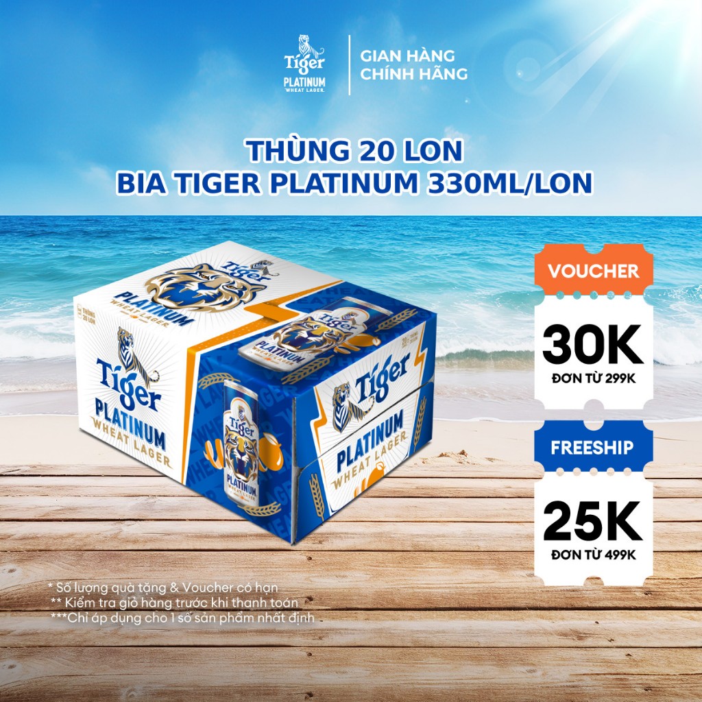 HỎA TỐC HCM Thùng 20 lon bia lúa mì Tiger Platinum Wheat Lager 330ml/lon