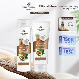Combo Gội Xả Thảo Dược Phục Hồi Tóc KHAOKHO TALAYPU Bơ & Dừa Nuôi Dưỡng Và Bảo Vệ Tóc, Ngăn Ngừa Hư Tổn 240ml/ 200ml