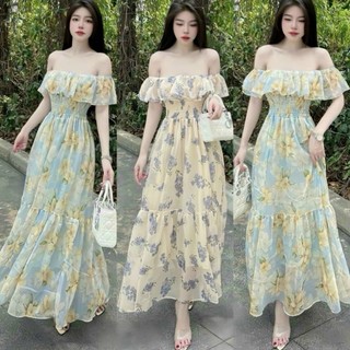 Đầm maxi đi biển trễ vai Moking eo xinh xắn, đi chơi biển sống Ảo cực Đỉnh (Đầm đẹp mê ly 💯)