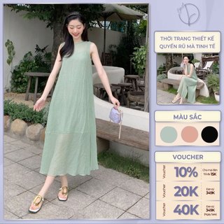 Váy suông dáng dài maxi tơ nhăn ChicLy Design chất tơ cao cấp mềm mại - Min605