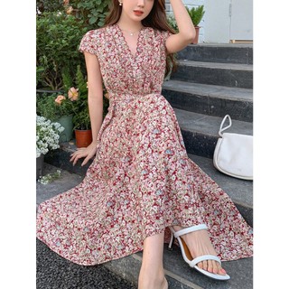 Váy hoa nhí Đỏ cổ viền - ALISA