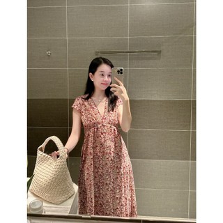 Váy hoa nhí đỏ cổ viền - alisa