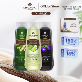 Dầu Gội Thảo Dược KHAOKHO TALAYPU 330ml Ngăn Rụng Tóc, Làm Đen Và Kích Thích Mọc Tóc, Bảo Vệ Chăm Sóc Da Đầu
