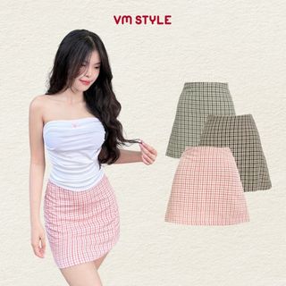 Chân váy caro ngắn nữ VMSTYLE form chữ A cạp cao pastel dễ thương đi chơi, dạo phố, đi biển CVN00133