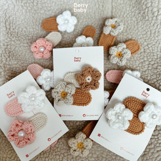 Kẹp tóc mái len bông hoa thời trang bé gái BERRY nhiều màu đáng yêu