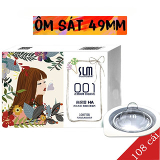 Bao cao su SLM siêu mỏng 001 size nhỏ 49, bcs nhiều gel bôi trơn - Hộp 108bcs (Có bán lẻ)