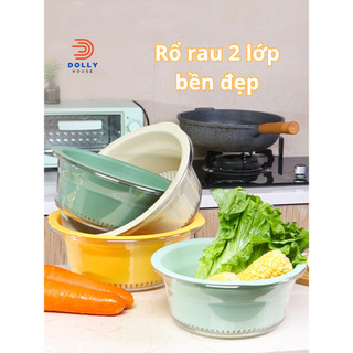 Rổ Nhựa Đựng Rau 2 Lớp Rổ Đựng Rau Thiết Kế Thoát Nước Siêu Tiện Lợi Rổ Đựng Rau An Toàn Sức Khỏe